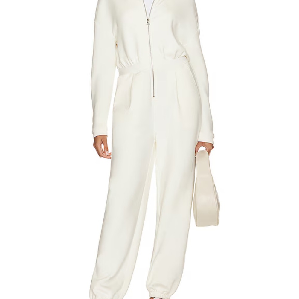 Varley White Jumpsuit with Collared Neckline